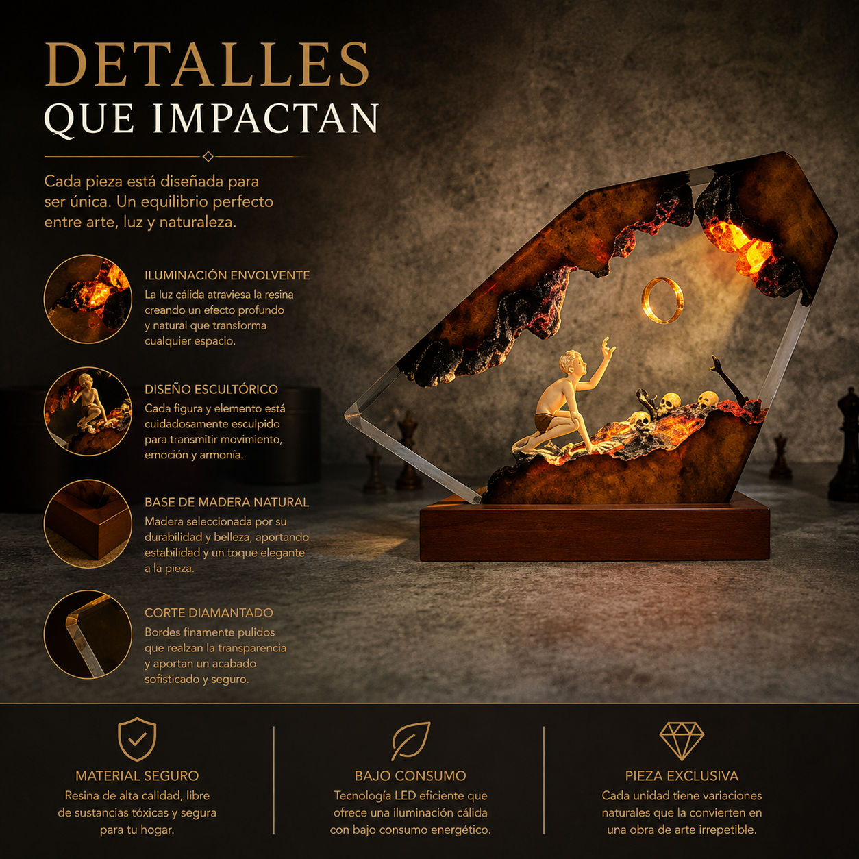 Luz Nocturna de Resina de Gollum